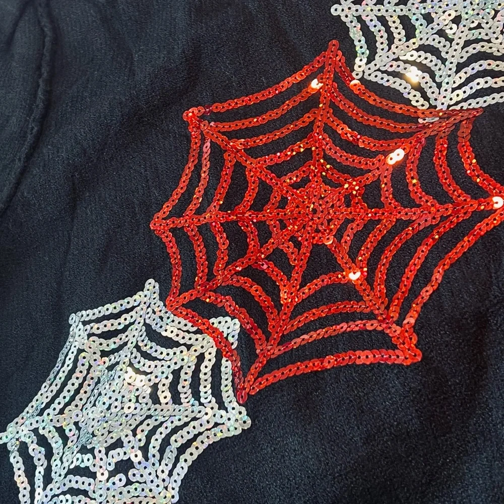 PEACH LOVE CALIFORNIA cob web black crop sweater S M L - Picture 8 of 8
